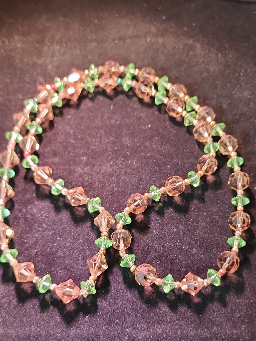 Green and Pink Crystal Beaded Necklace - Women Jewelry